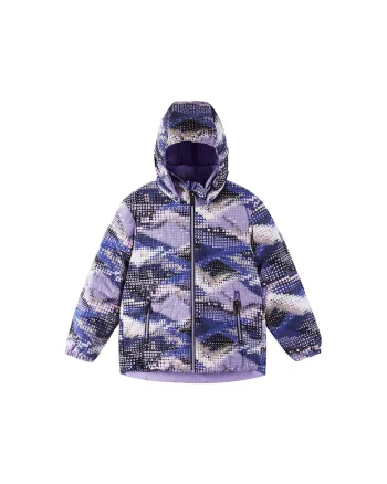 Geaca din puf copii,  violet, poliester reciclat, cu fermoar,