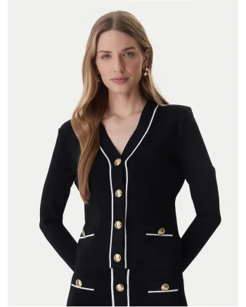 Cardigan dama,  negru, viscoza, cu nasturi,