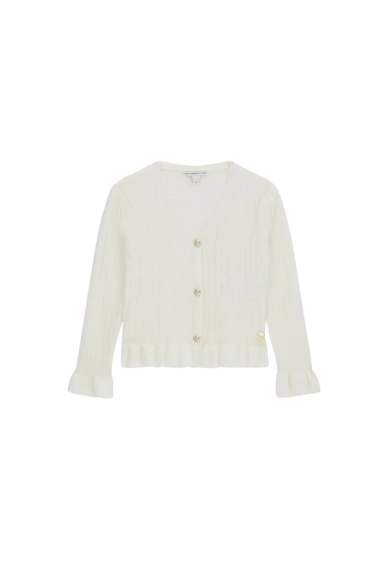 Cardigan copii,  nasturi, alb, 50% poliamida, 45% acril, 5% lana