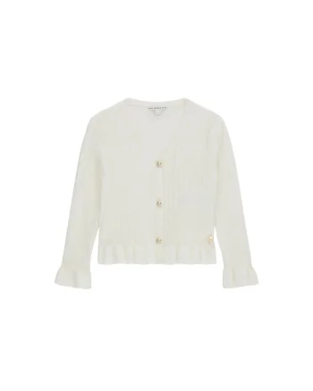 Cardigan copii,  nasturi, alb, 50% poliamida, 45% acril, 5% lana