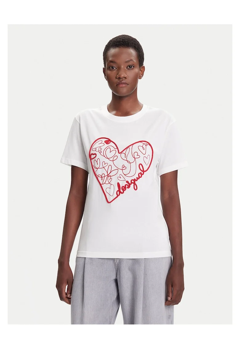 Tricou dama,  bumbac, alb,