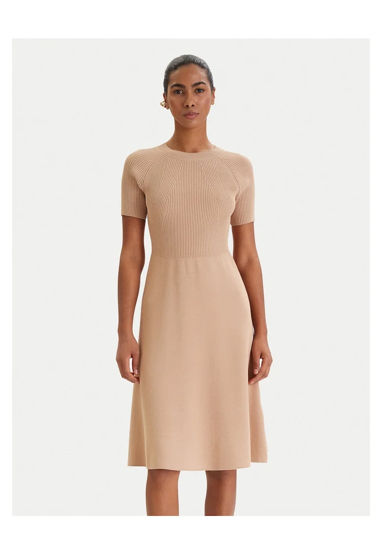 Rochie tricotata,  bej, 63% viscoza