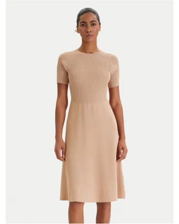 Rochie tricotata,  bej, 63% viscoza