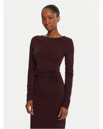 Rochie dama,  tricotata, bordeaux, 57% viscoza, 32% poliamida, 11% elastan,
