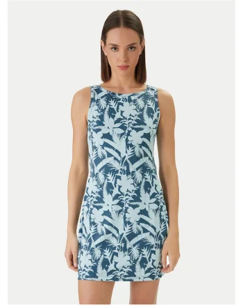 Rochie casual,  poliester, albastru, 89% poliester