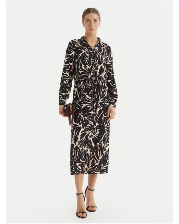 Fusta midi,  neagra, viscoza, cu nasturi