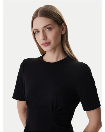 Tricou dama,  slim fit, negru, poliester-viscoza-elastan,