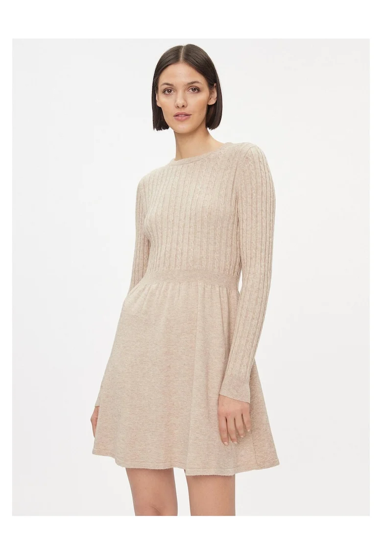 Rochie tricotata,  50% viscoza, 27% nailon, 23% poliester, bej, Bej