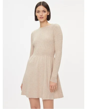 Rochie tricotata,  50% viscoza, 27% nailon, 23% poliester, bej, Bej