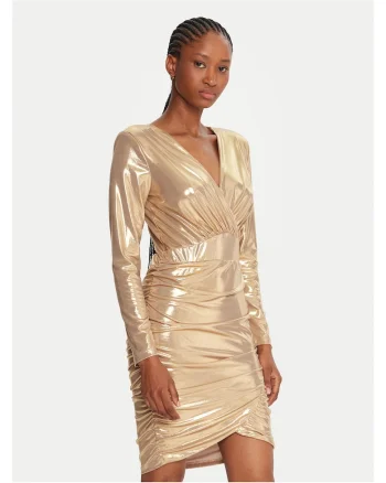 Rochie de cocktail Femei,  Auriu, poliester, fermoar,