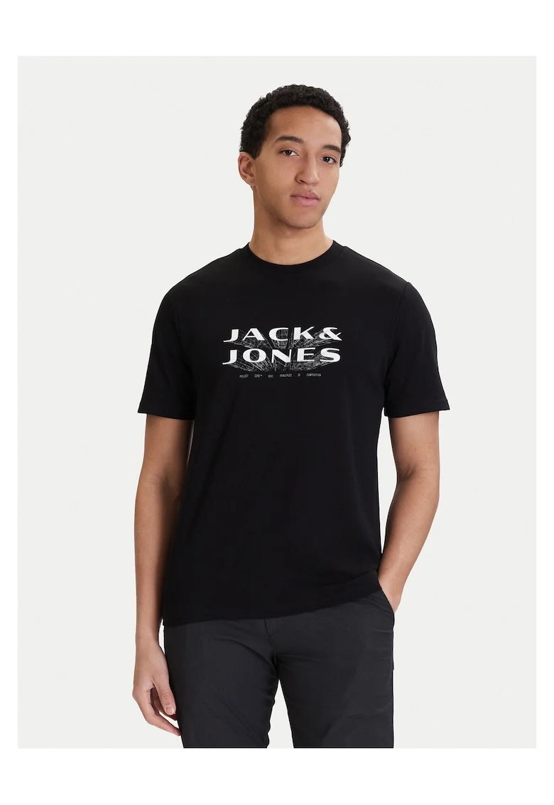 Tricou barbati,  negru, 58% poliester reciclat, 42% bumbac