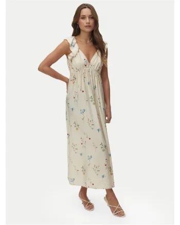 Rochie de vara,  floral, bej, Bej