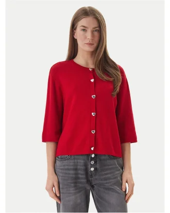 Cardigan dama,  rosu, viscoza/nailon,