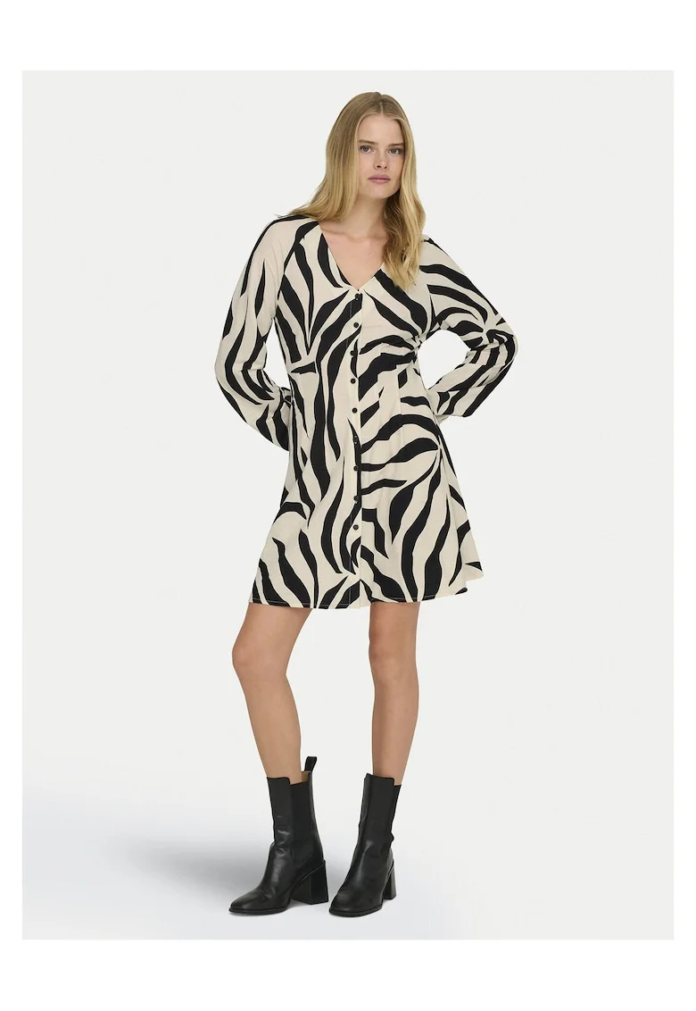Rochie casual Femei,  55% viscoza, 45% nailon, Negru/Alb, Negru