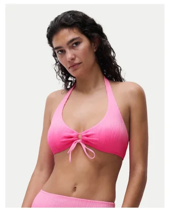 Costum de baie dama,  top bikini, roz, poliamida, Roz