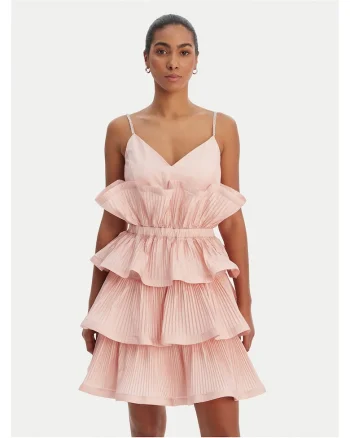 Rochie de cocktail,  fermoar, roz, nailon