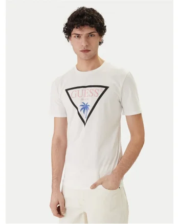 Tricou de barbati,  slim fit, alb, din bumbac