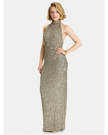 Rochie de seara dama,  fermoar, verde, poliester