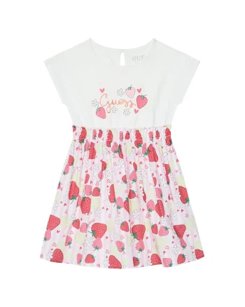 Rochie de zi Fete,  Alb, din bumbac 95, Alb