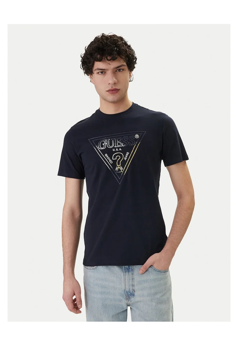 Tricou pentru barbati,  slim fit, bleumarin, bumbac