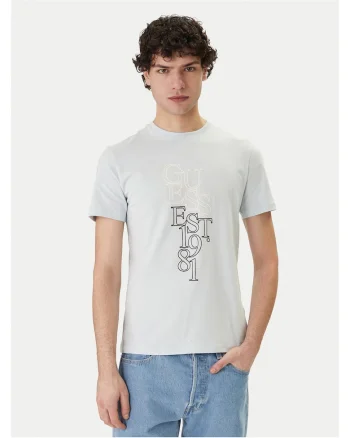 Tricou barbati,  slim fit, albastru, din bumbac