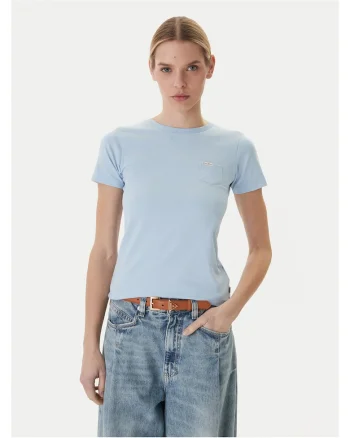 Tricou dama,  bumbac, albastru deschis, 95% bumbac, 5% elastan