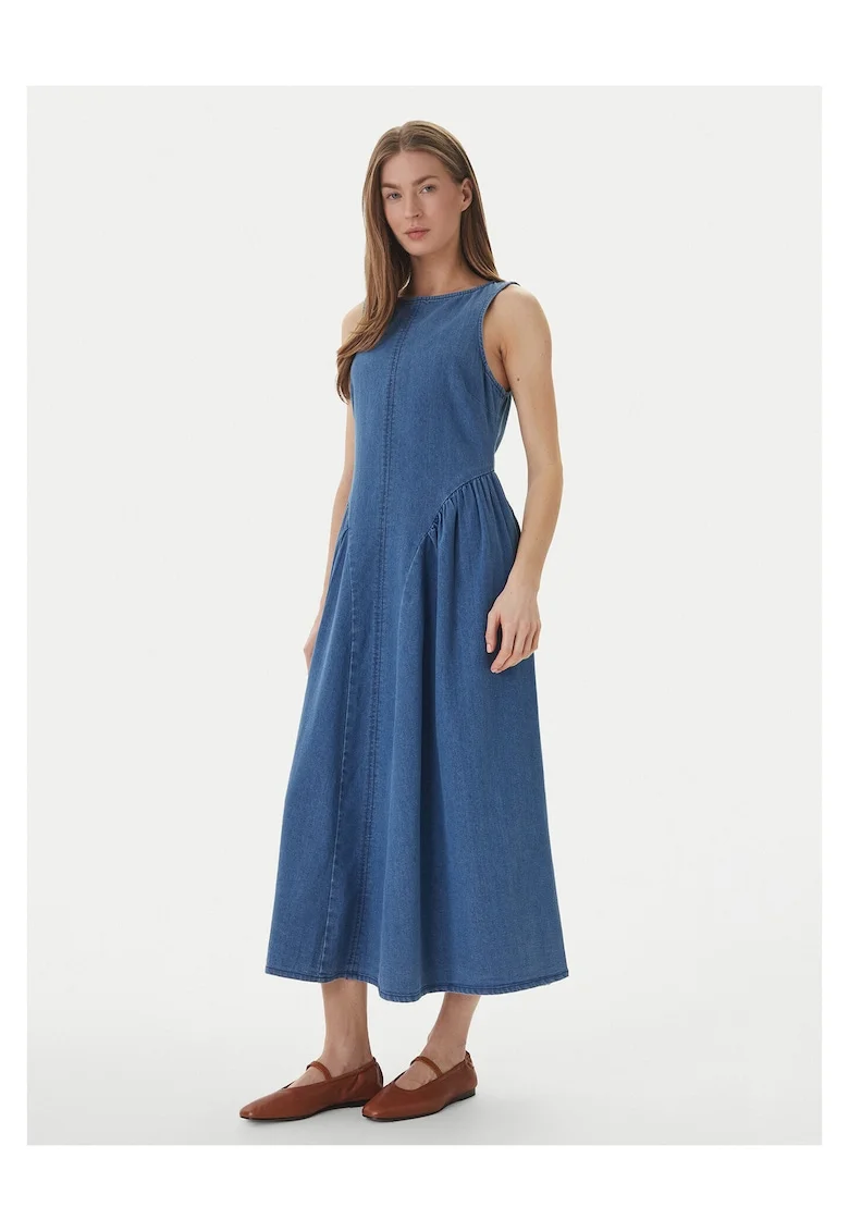 Rochie din denim  cu fermoar, Albastru