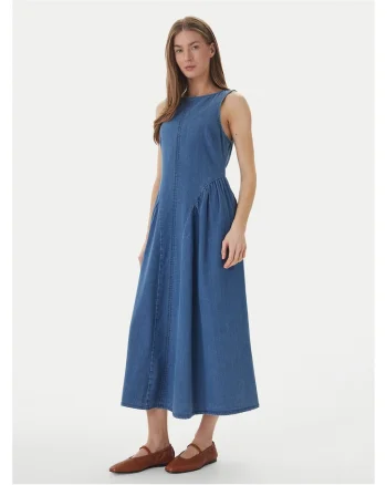 Rochie din denim  cu fermoar, Albastru