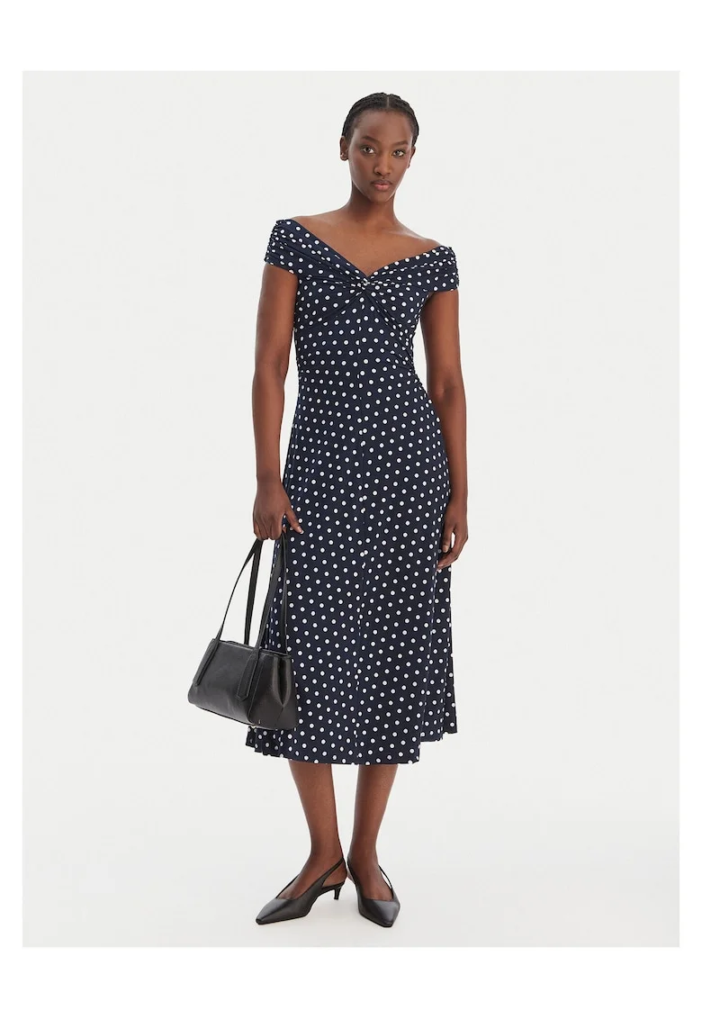 Rochie de zi,  bleumarin, poliester, fermoar