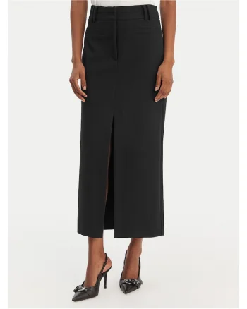 Fusta midi,  neagra, 72% poliester, 23% viscoza, 5% elastan