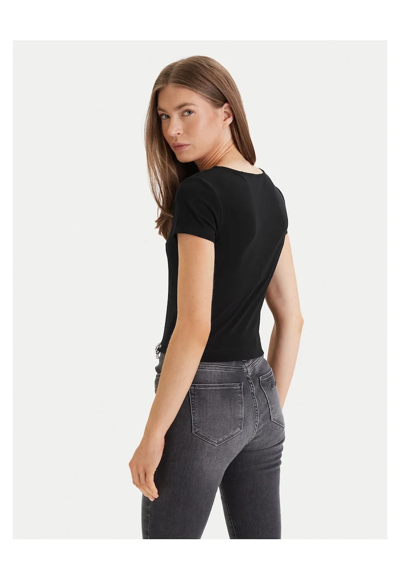 Tricou dama,  bumbac, negru, 95% bumbac, 5% elastan