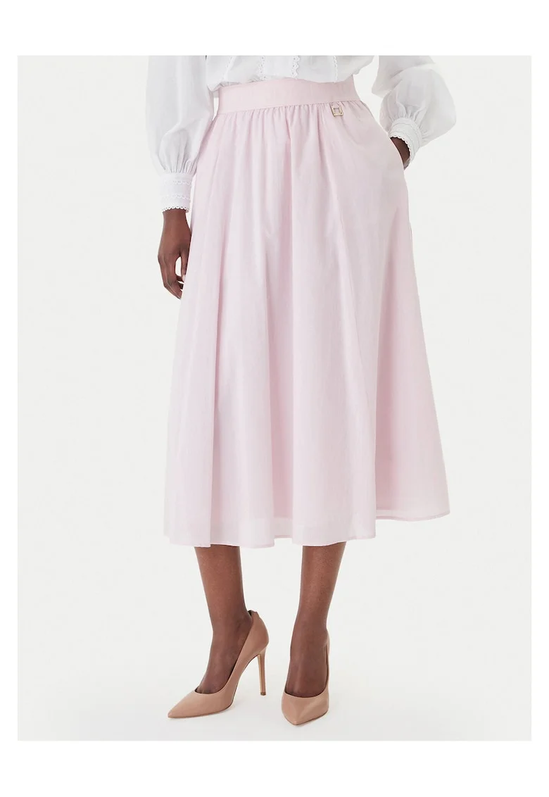 Fusta midi  bumbac, Roz