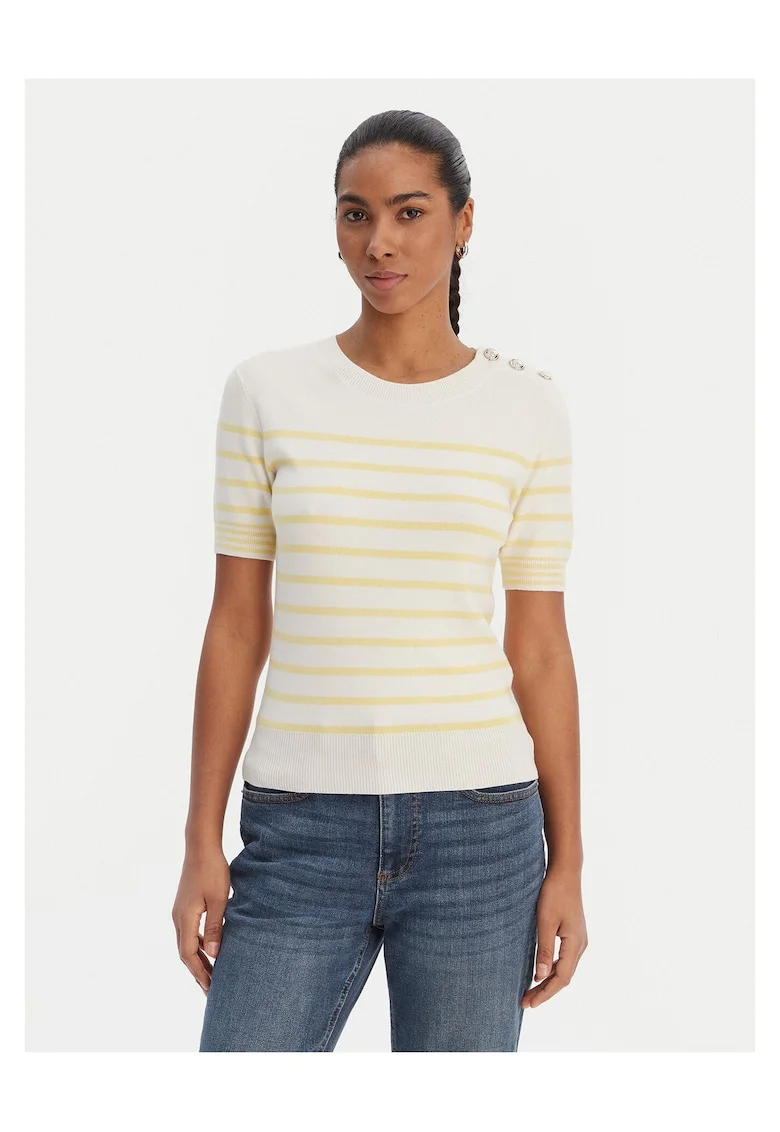 Tricou dama,  dungi, galben, viscoza/poliamida
