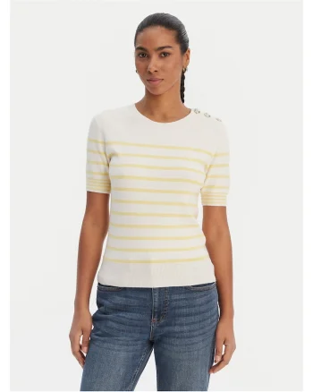 Tricou dama,  dungi, galben, viscoza/poliamida