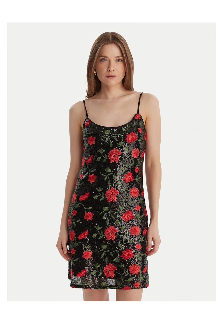 Rochie de cocktail,  fermoar, negru, poliester, Negru