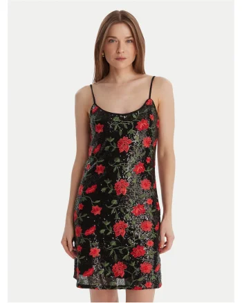 Rochie de cocktail,  fermoar, negru, poliester, Negru