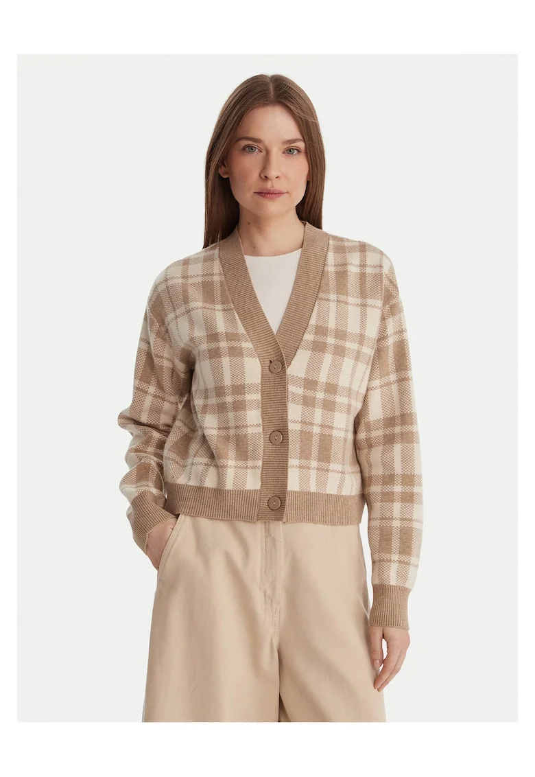 Cardigan dama,  inchidere cu nasturi, bej, viscoza/poliester, Bej