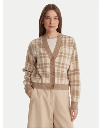 Cardigan dama,  inchidere cu nasturi, bej, viscoza/poliester, Bej