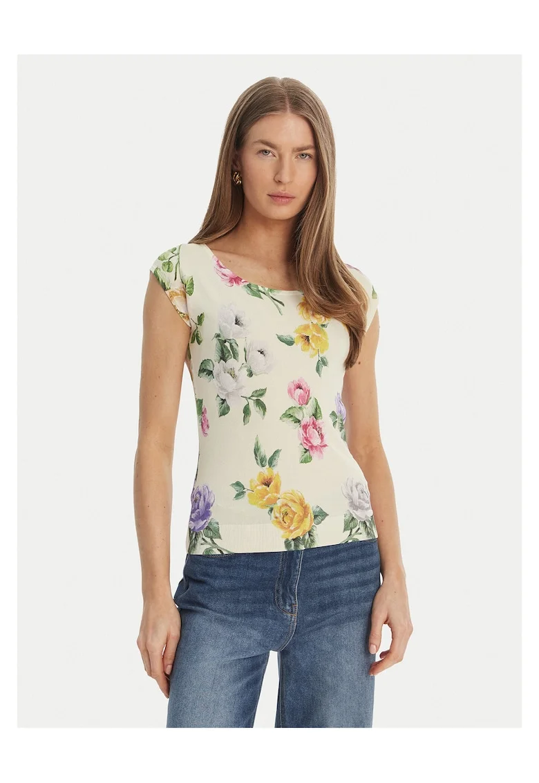 Bluza dama,  65% viscoza, 35% poliamida, bej, colorat