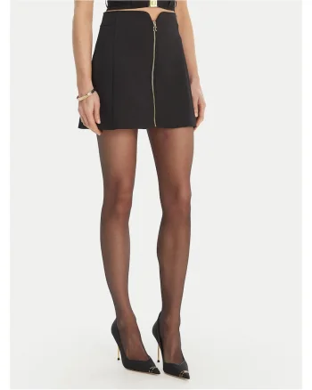 Fusta midi  neagra, poliester, fermoar