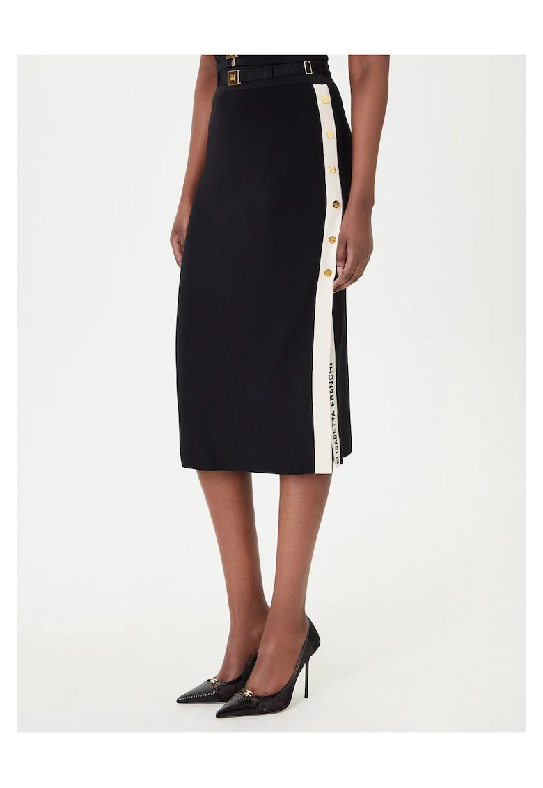 Fusta midi  neagra, viscoza, Negru