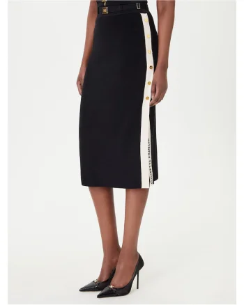 Fusta midi  neagra, viscoza, Negru