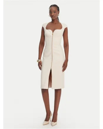 Rochie cocktail  poliester, Ecru