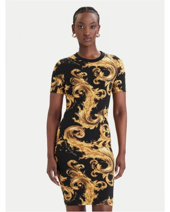 Rochie de zi Femei,  Negru, Bumbac