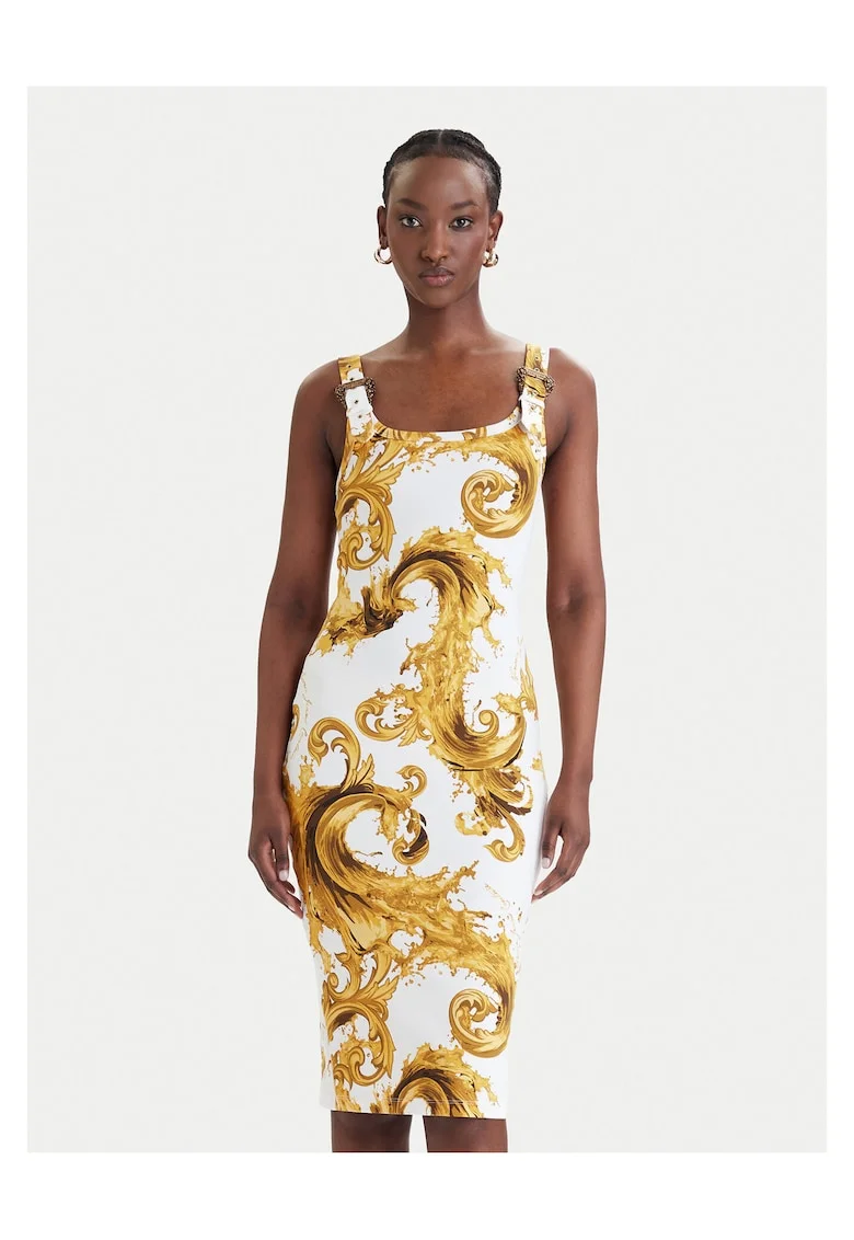 Rochie  bumbac, alb galben, Alb/Galben