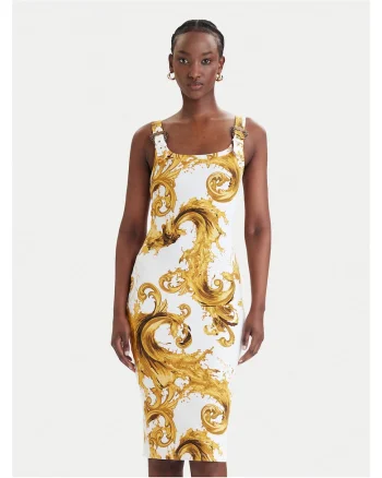Rochie  bumbac, alb galben, Alb/Galben