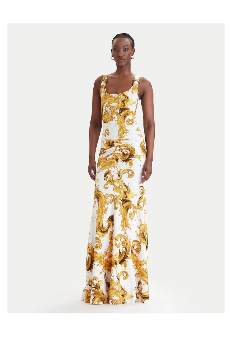 Rochie de zi  bumbac, alb galben, Alb/Galben