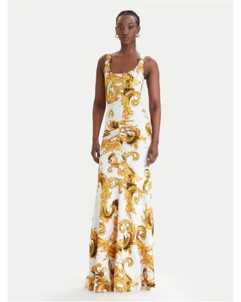 Rochie de zi  bumbac, alb galben, Alb/Galben