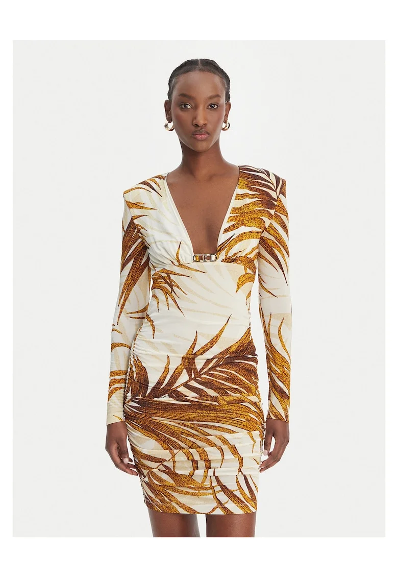 Rochie de cocktail,  viscoza, culoare bej