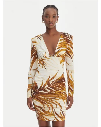Rochie de cocktail,  viscoza, culoare bej